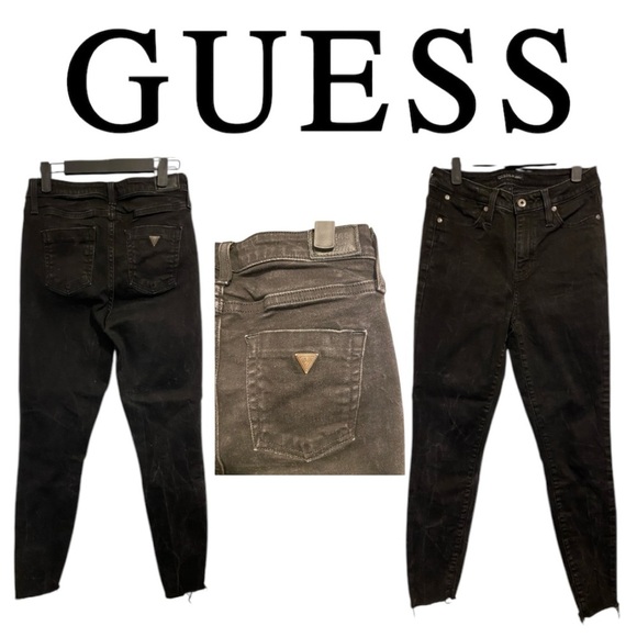 Guess Jeans Distressed Black Denim Size 28 R - Picture 1 of 10